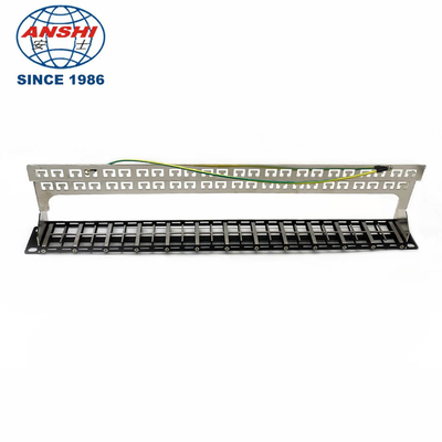 Shielded Stp Rack Mount Patch Panel 48 Port 19 Inch With Cable Management