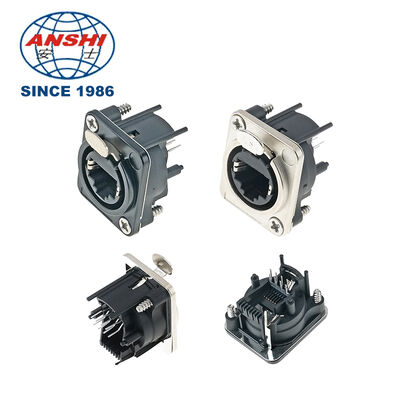 Waterproof Shielded D-Type RJ45 Female Dual Port Feed-through Socket, 8P8C Ethernet Cable Adapter