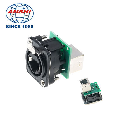 Waterproof Shielded D-Type RJ45 Female Dual Port Feed-through Socket, 8P8C Ethernet Cable Adapter