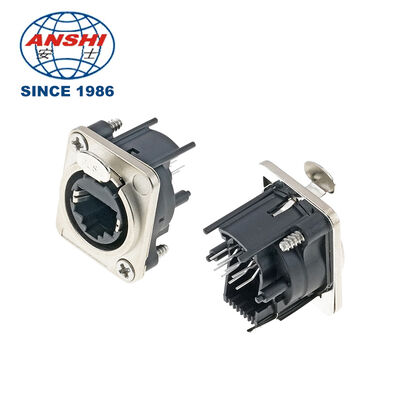 Waterproof Shielded D-Type RJ45 Female Dual Port Feed-through Socket, 8P8C Ethernet Cable Adapter