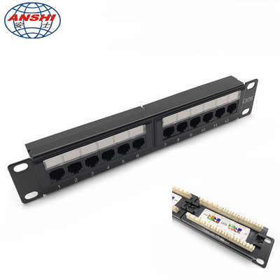 Bảng điều khiển gắn giá đỡ 1U 10 inch 12 cổng CAT5E CAT6 UTP Loại 110 IDC
