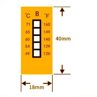 Không đảo ngược 49-71 °C 120-160 °F 5 Mức độ nhiệt độ Mức độ nhiệt độ cao Nhãn cảm