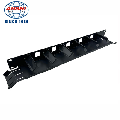Bộ quản lý cáp ngang 1U, gắn rack 19 inch, sắt đen