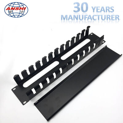 Bộ quản lý cáp ngang 12 khe, kim loại, lắp rack 19 inch, cao 2U, dùng cho lắp đặt mạng