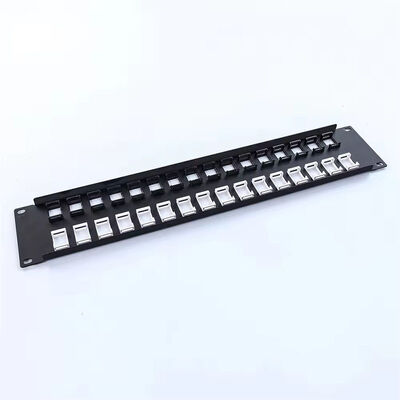 19 Inch 32 Cổng STP FTP Bảng điều khiển RJ45 được bảo vệ RJ45 CAT5E CAT6 Bảng phân phối mạng gắn trên giá đỡ