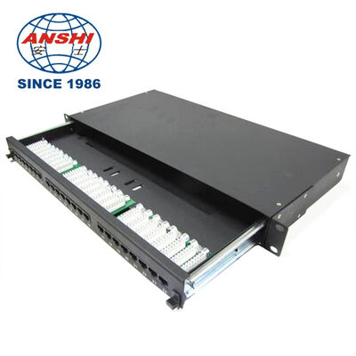 Bảng vá mạng RJ45 Cat5e UTP 24 cổng 1U có ngăn kéo tháo rời, Bảng vá mạng gắn tủ rack màu đen