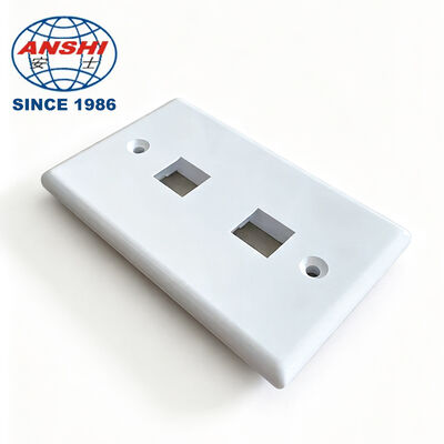 Tấm mặt tường chuẩn Mỹ ANSHI 120, 2 cổng RJ45 RJ11 Sản phẩm viễn thông cổng đôi